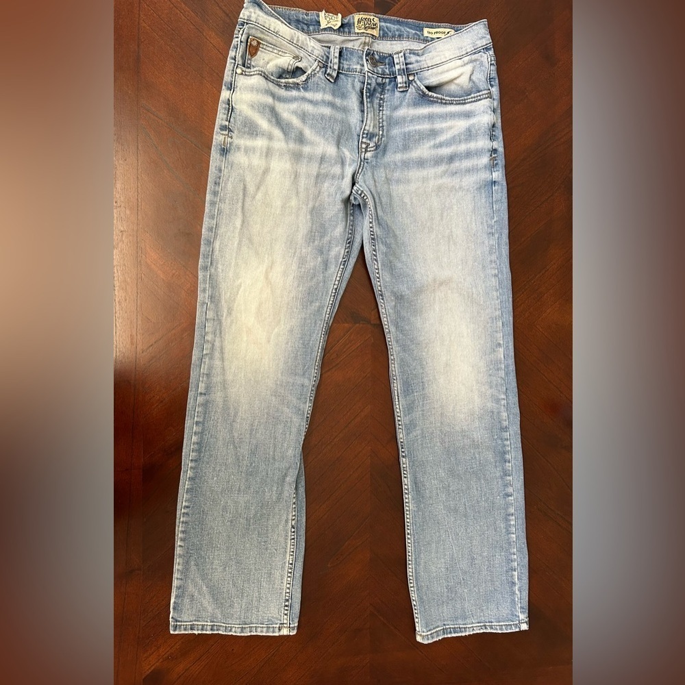 MOOR SHIRE Relaxed Blue Jeans with Vintage Fading w31/L32